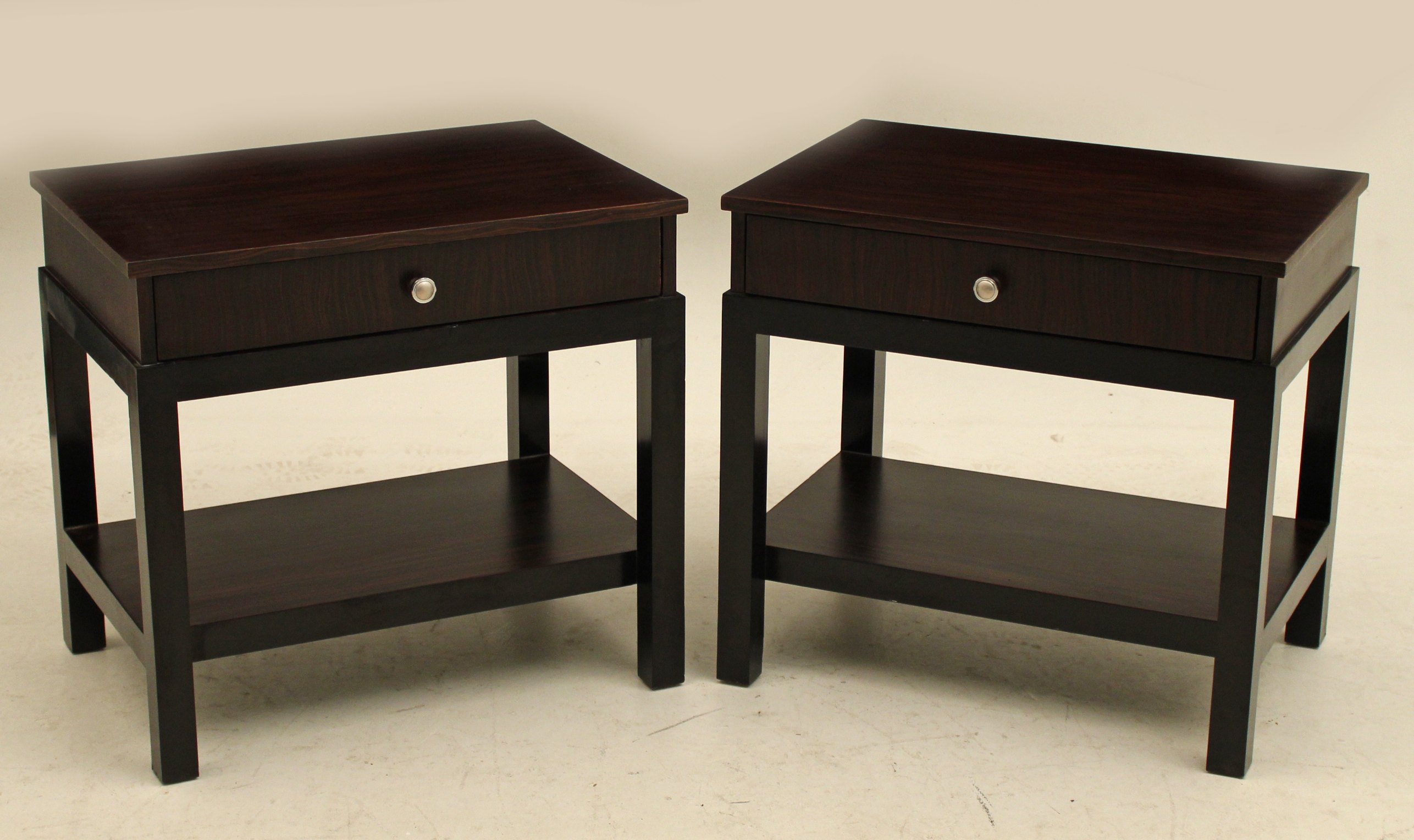 PR. OF ROSEWOOD ONE DRAWER EBONIZED