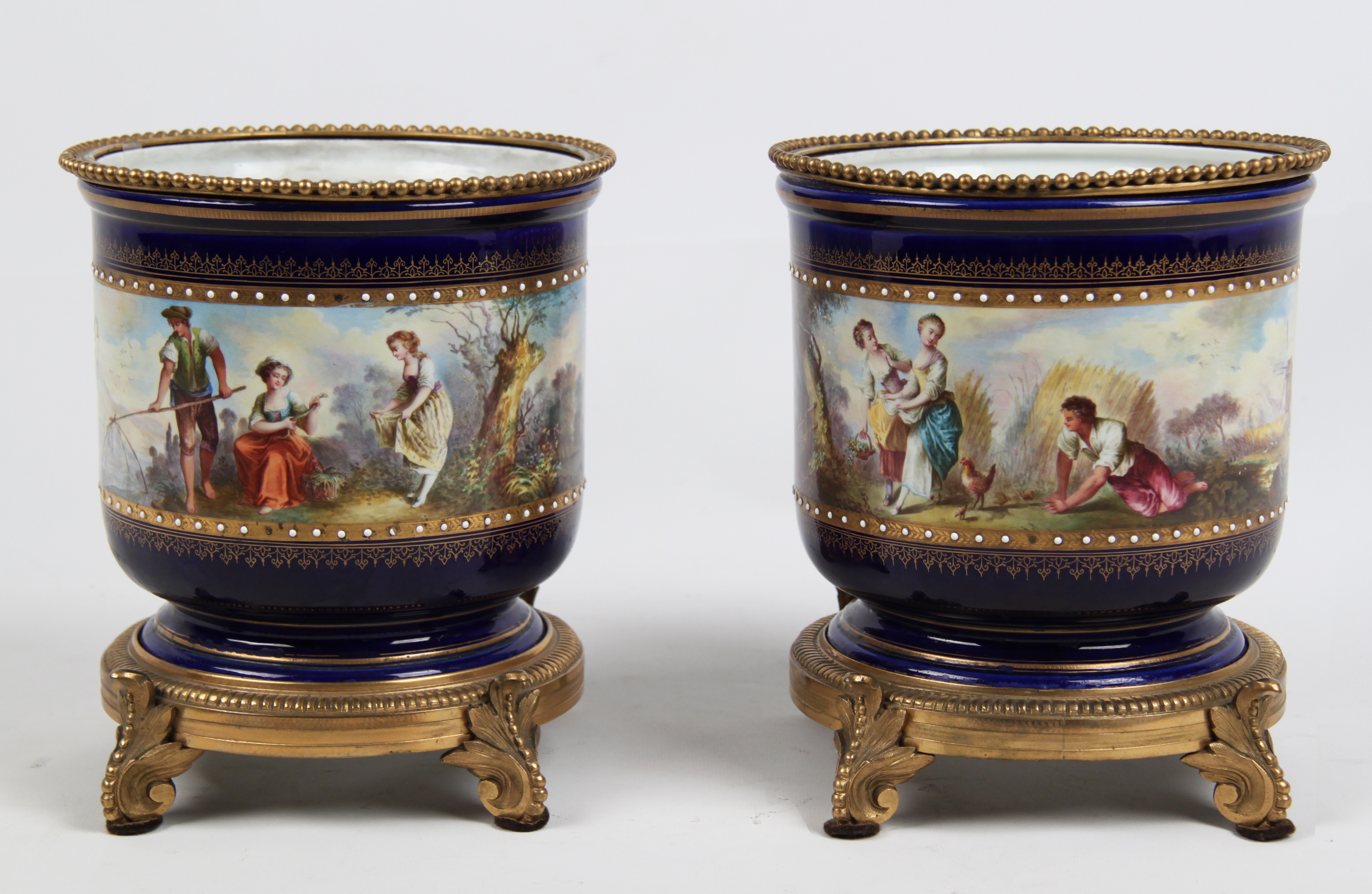 PR OF SEVRES PORCELAIN CACHE POTS