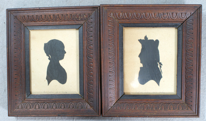 Pr of silhouettes, dated 1817, 7" x