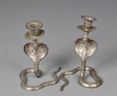 Pr. Of Silver Plated Cobra Can