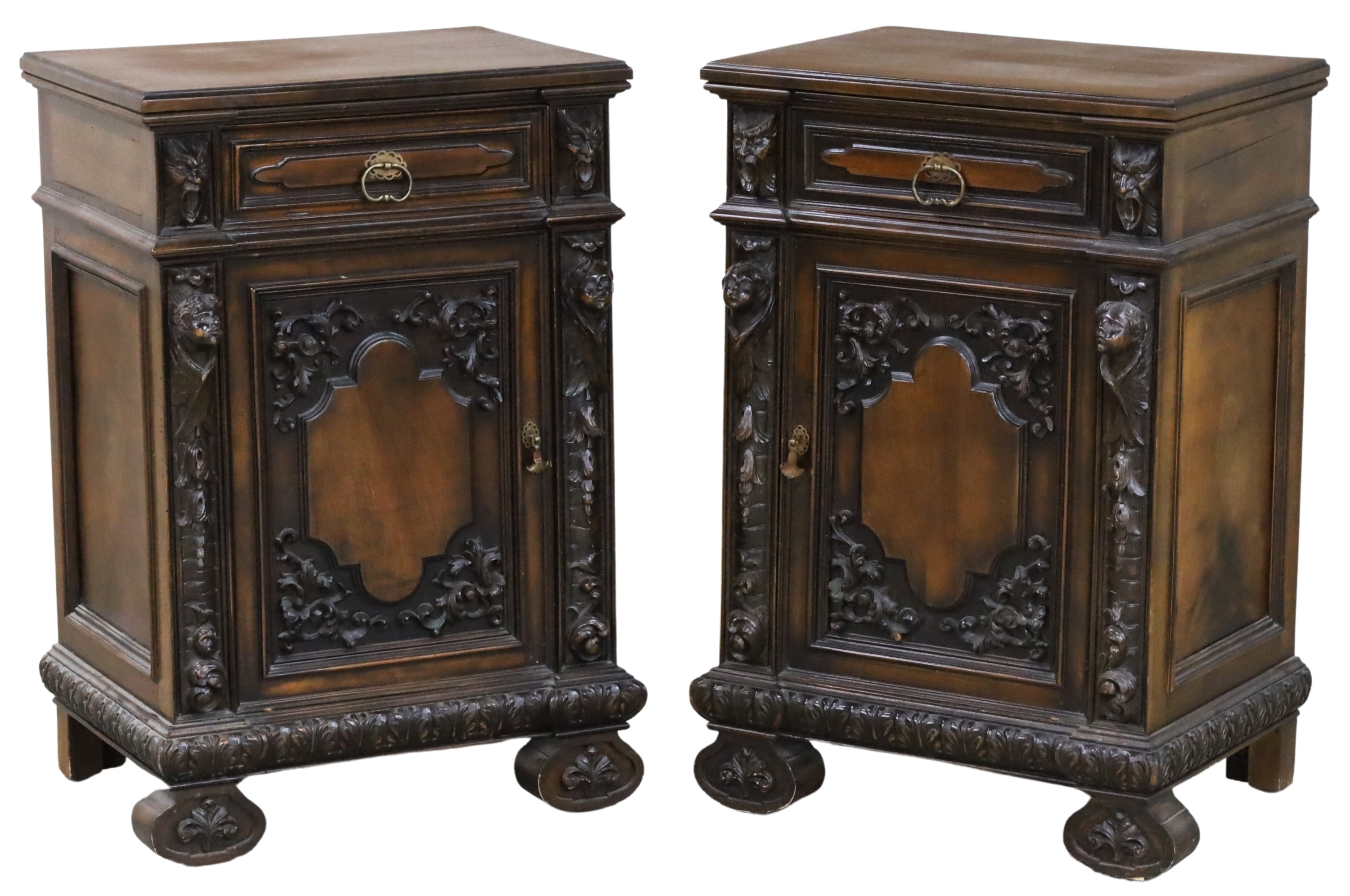 PR. OF WALNUT BEDSIDE CUPBOARDS