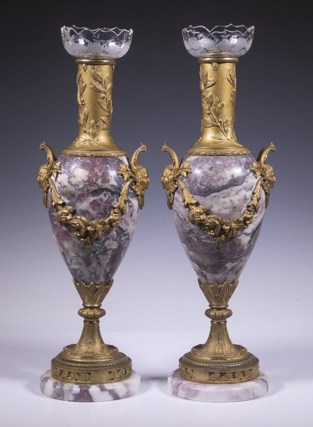 PR ORMOLU MOUNTED BLUE JOHN VASES