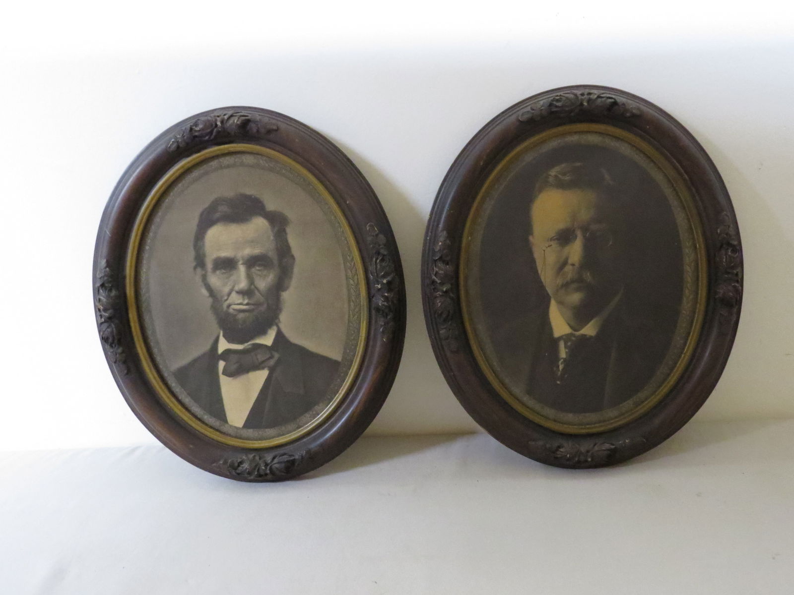 PR. OVAL FRAMED PRINTS OF LINCOLN &