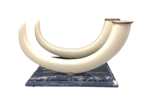 PR PAINTED WOOD FAUX ELEPHANT TUSKS