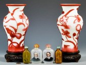 PR. PEKING GLASS VASES & 4 SNU