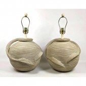 Pr Plaster Bulbous Table Lamps