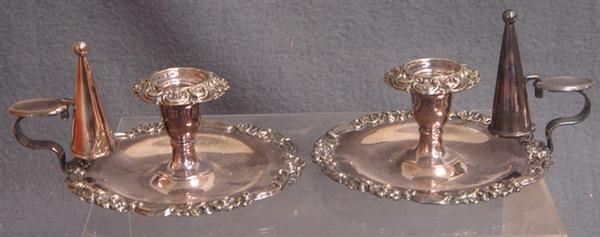 Pr plated silver chambersticks with