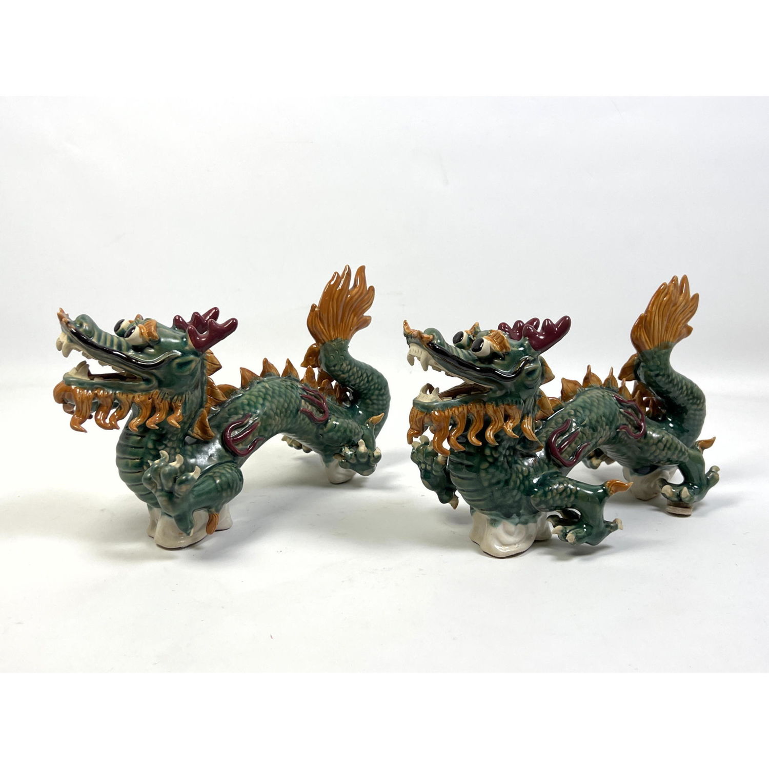 Pr Polychrome Glazed Pottery Dragon