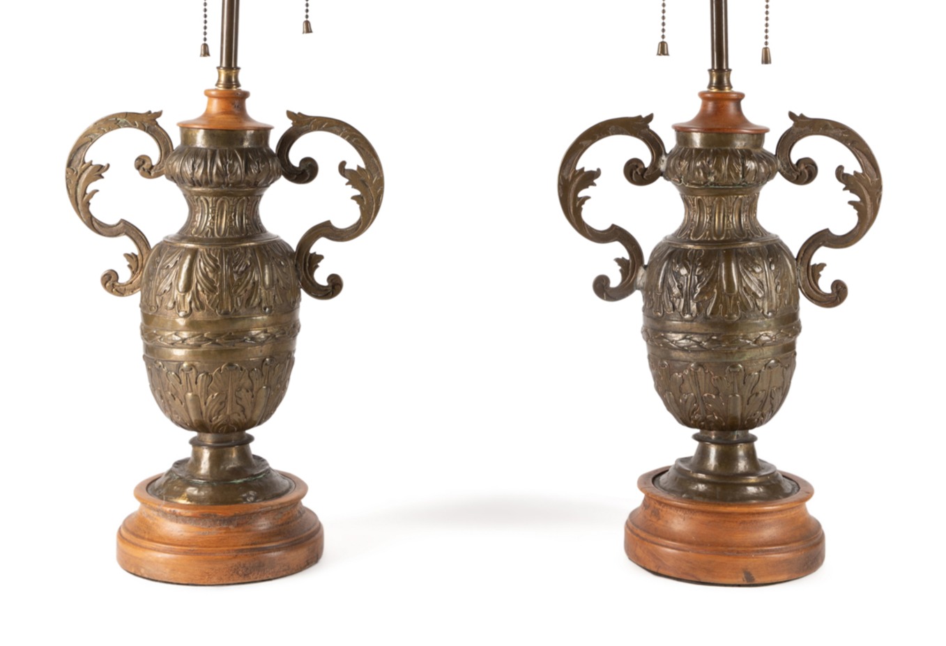 PR RENAISSANCE REVIVAL BRASS URNS