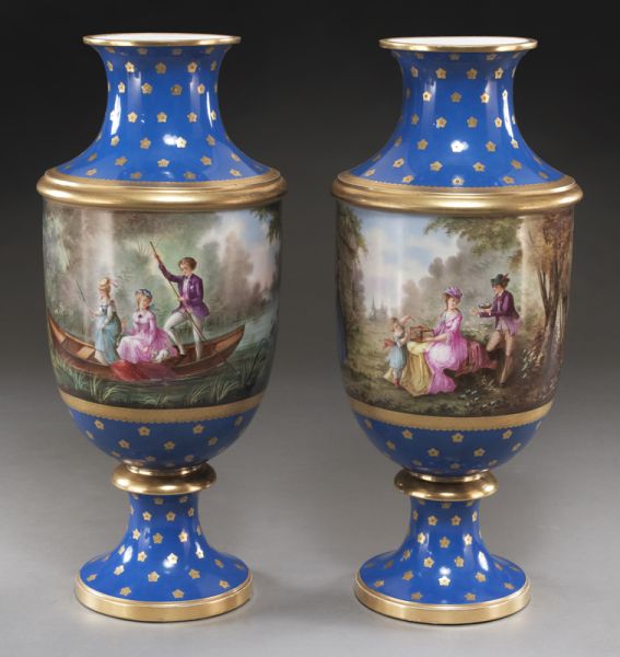 Pr. Sevres style porcelain vases