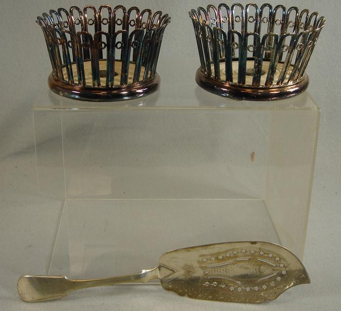 Pr Sheffield plated bottle stands