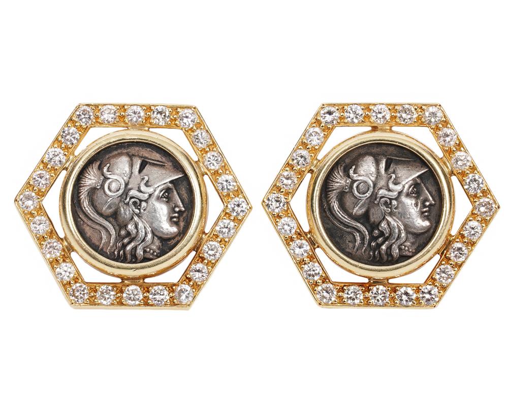PR. SILVER COIN 18K YG & DIAMOND
