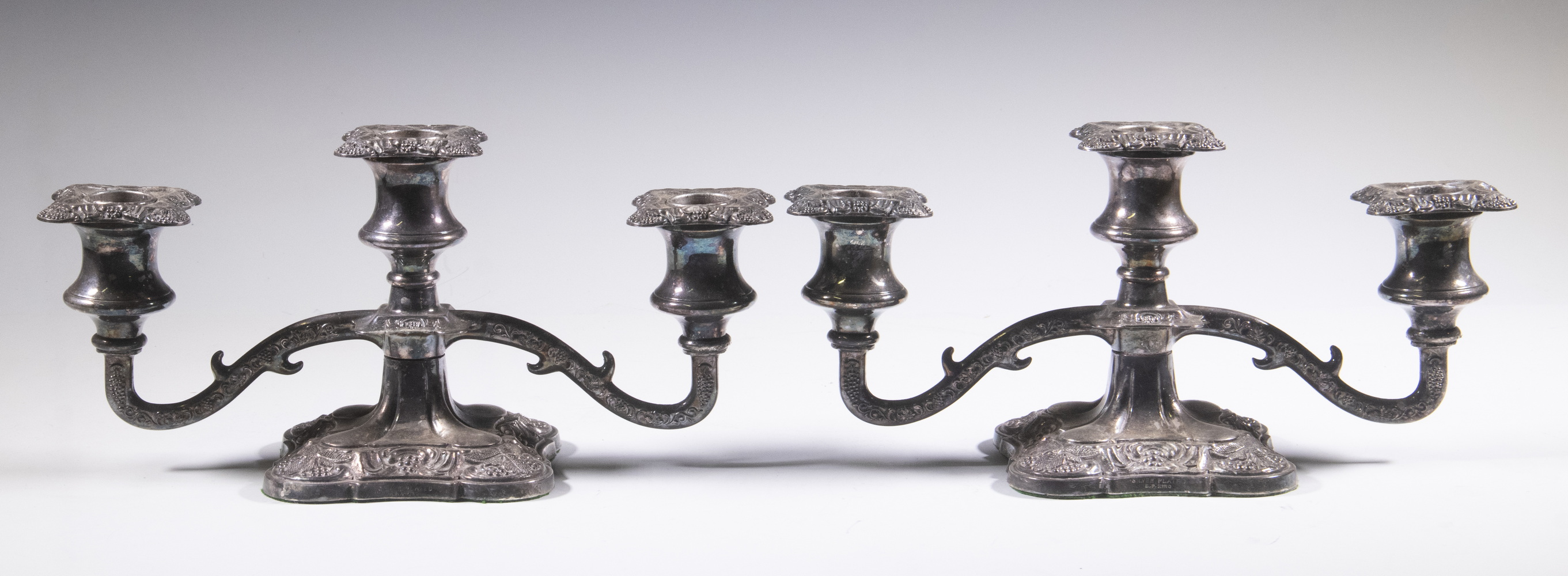 PR SILVER-PLATE CANDELABRA Pair
