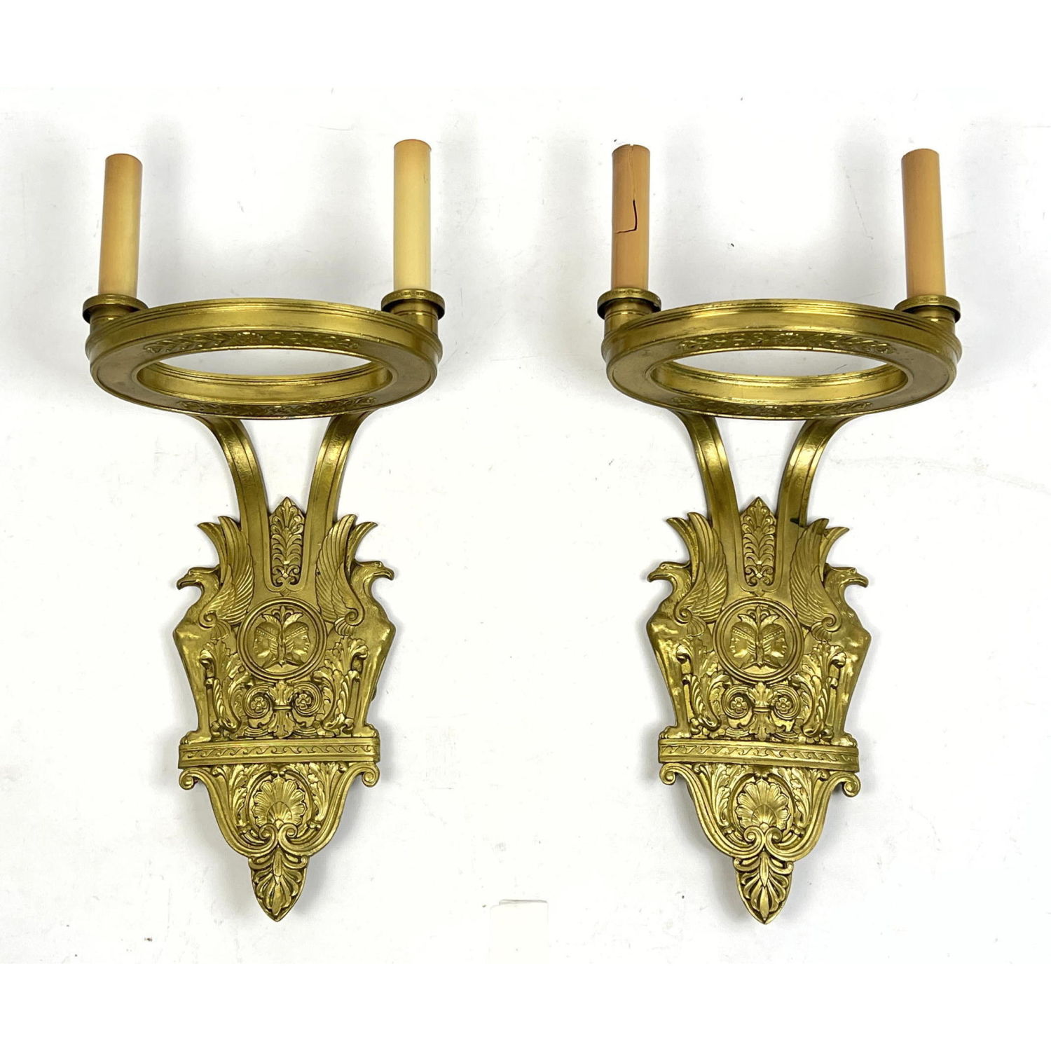 Pr STERLING BRONZE Co Wall Scones