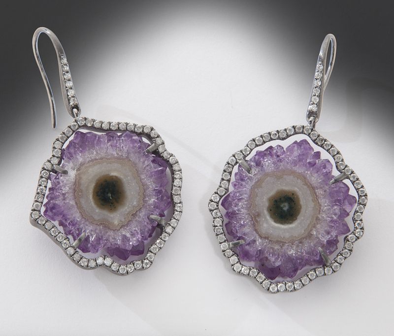 Pr. sterling silver diamond and