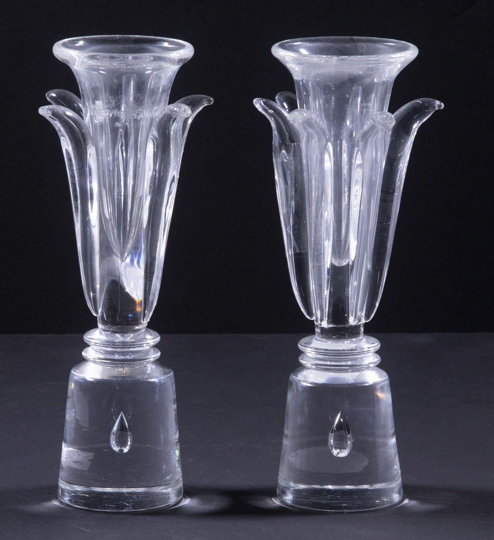 PR STEUBEN ART GLASS BUD VASES Pair