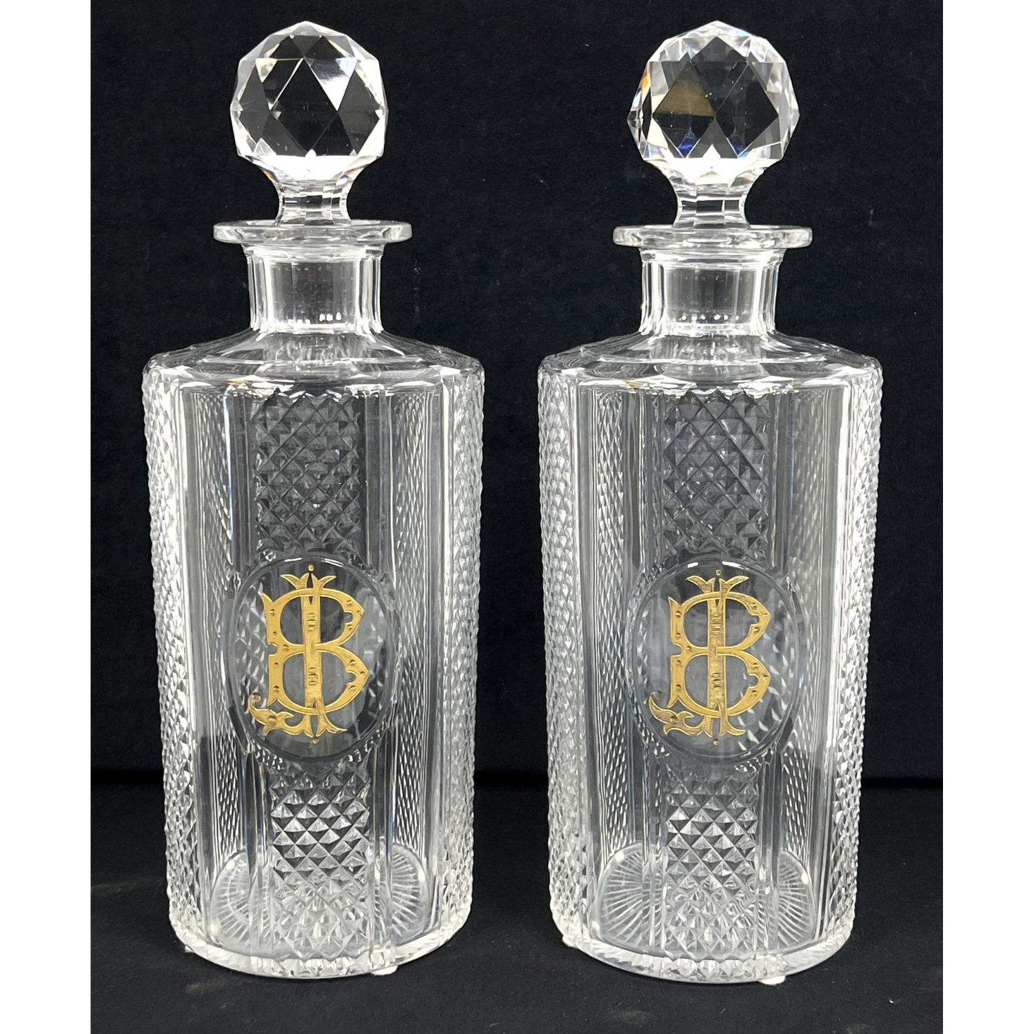 Pr Tall Cut Crystal Decanters
