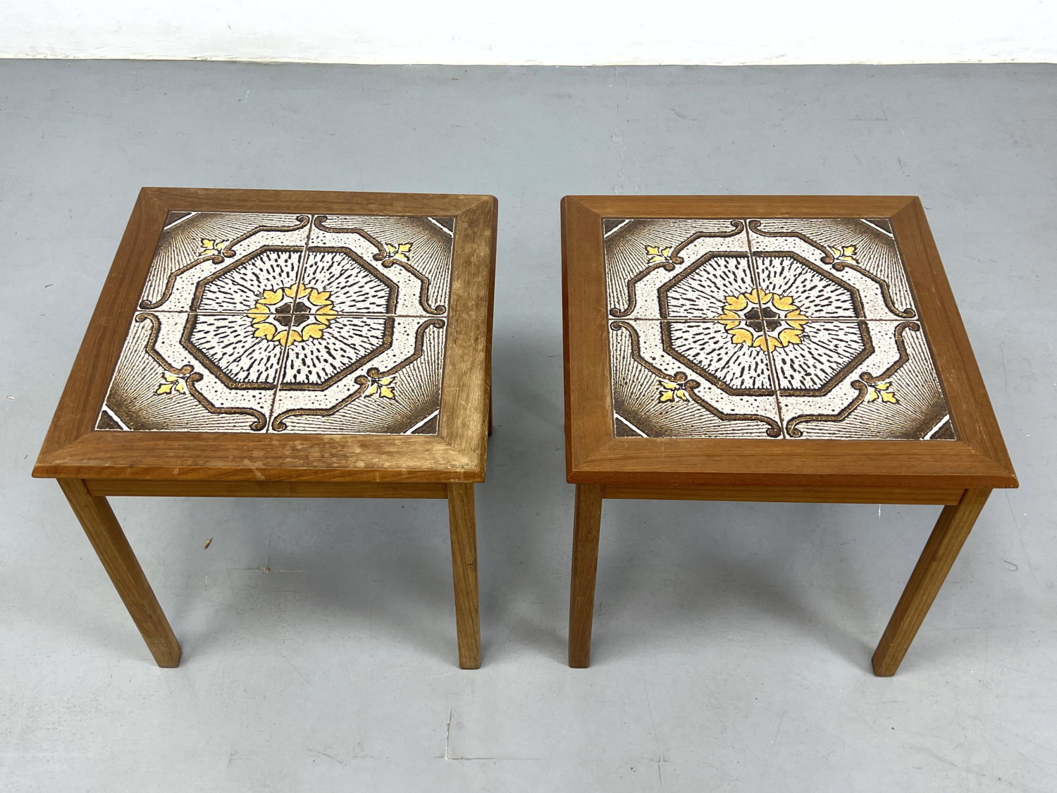 Pr Teak Danish Modern Tile Top Side