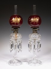 PR VICTORIAN GLASS LAMPS Pair