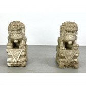 Pr Vintage Cement Foo Dog Gard