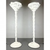 Pr White Painted Carved Wood P