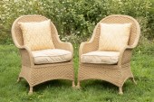PR WOVEN ROPE ARMCHAIRS Pair o