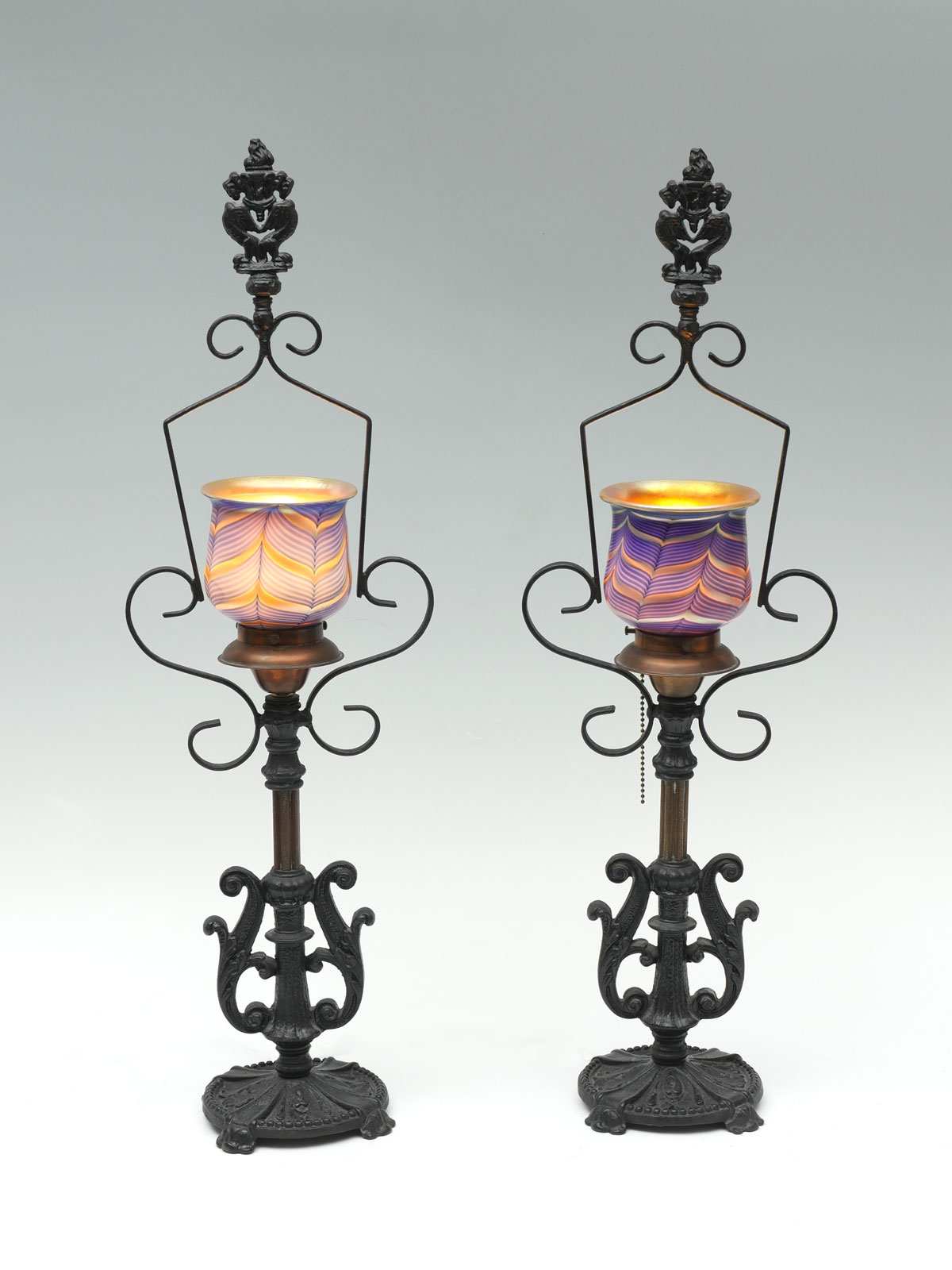 PR WROUGHT IRON LAMPS WITH ART