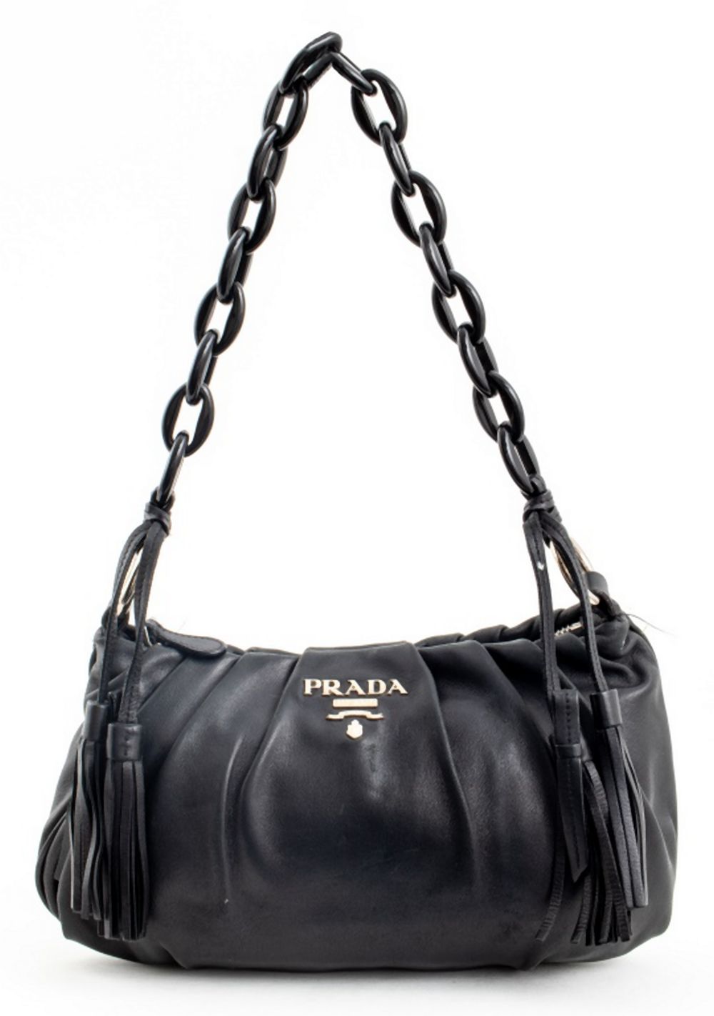PRADA BLACK LEATHER SHOULDER BAG