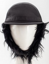 PRADA BLACK NYLON & FAUX-FUR H