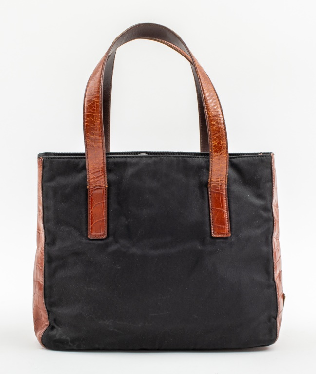 PRADA BLACK NYLON WITH BROWN