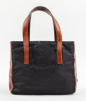 PRADA BLACK NYLON WITH BROWN L