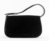PRADA BLACK VELVET HANDBAG PUR