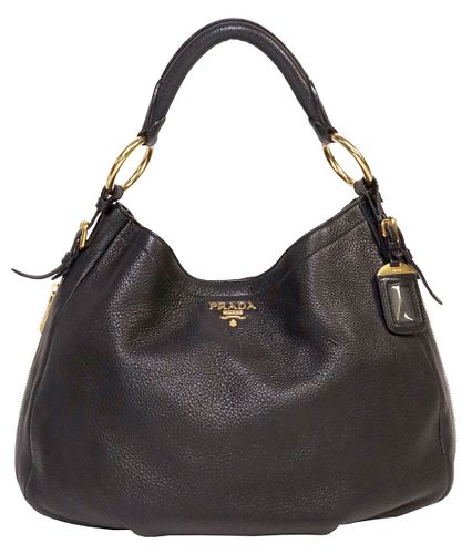 PRADA BLACK VITELLO DAINO LEATHER
