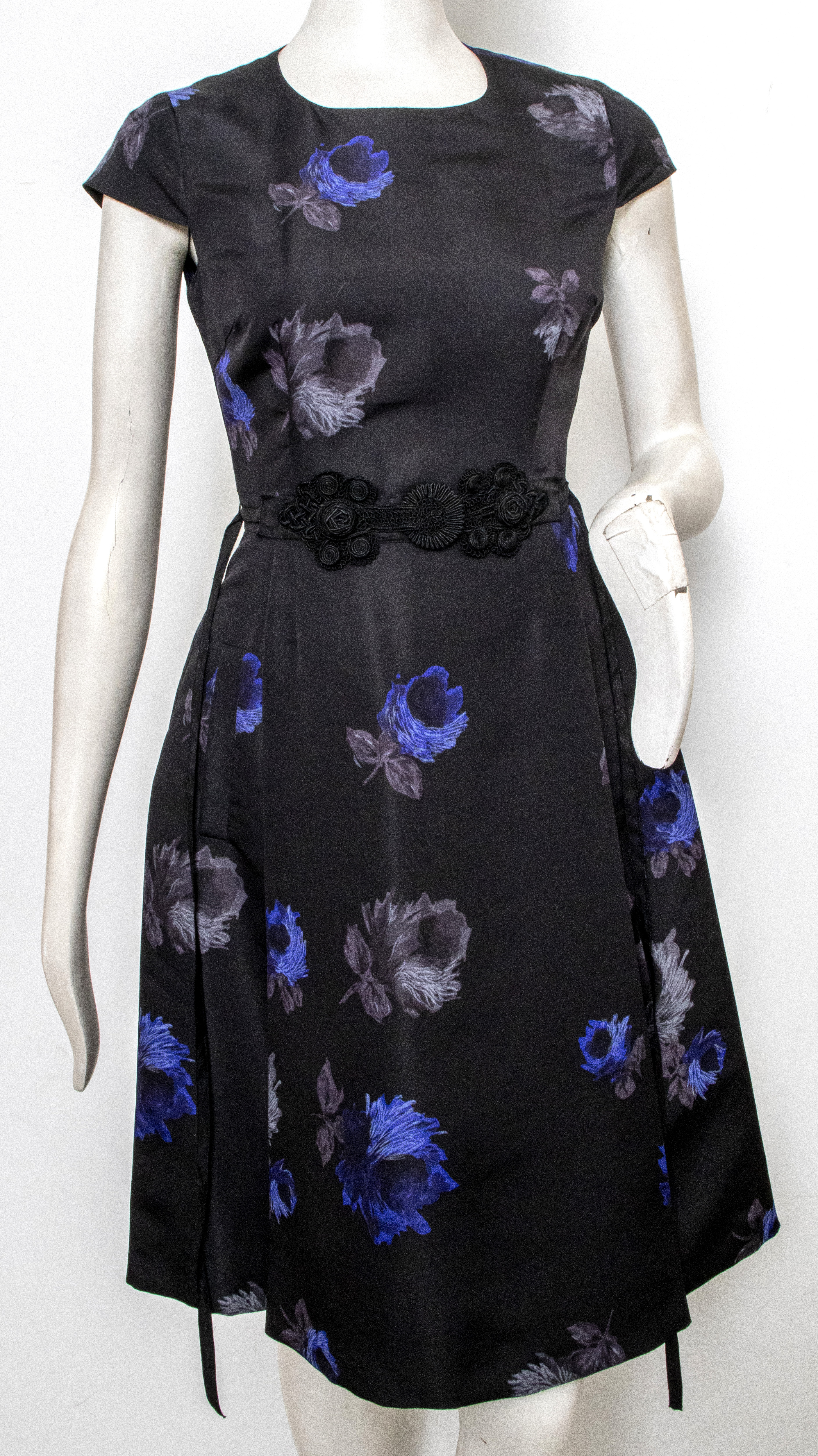 PRADA BLUE FLOWER SILK COCKTAIL