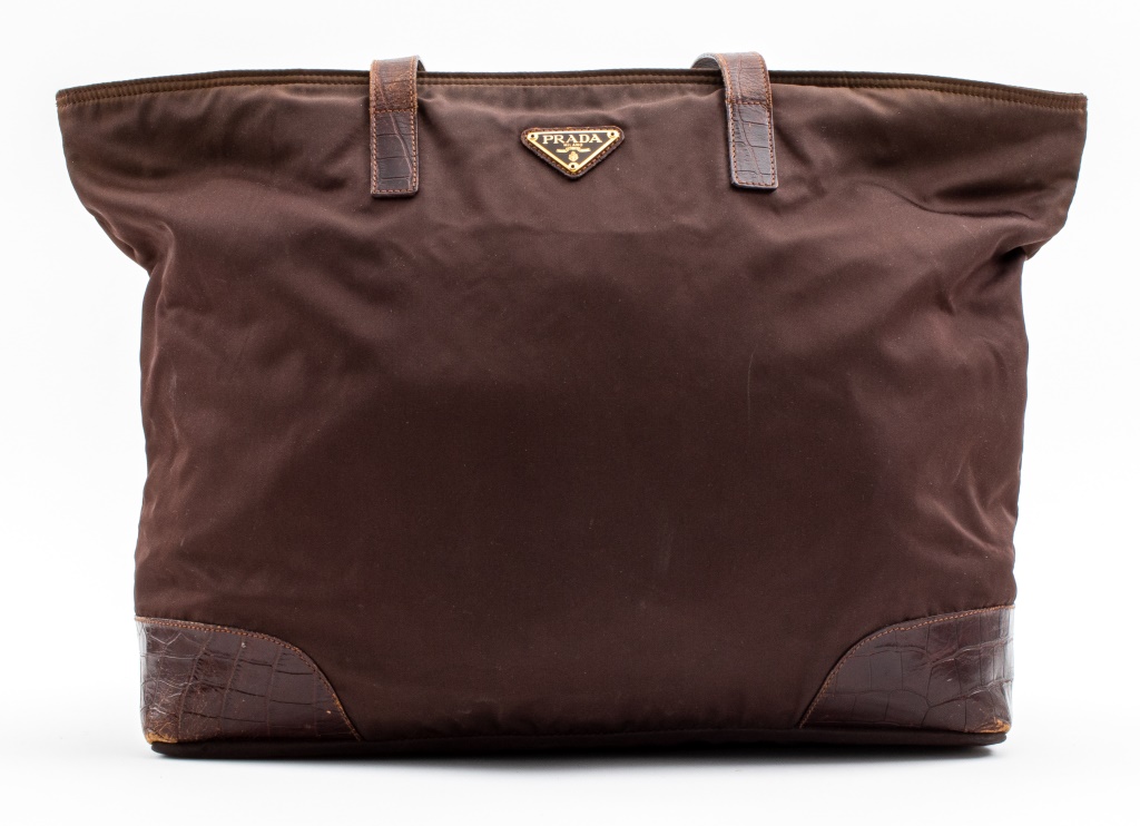 PRADA BROWN NYLON WITH LEATHER