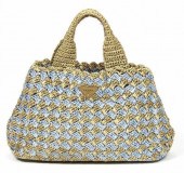 PRADA CROCHET RAFFIA TOTE BAGP