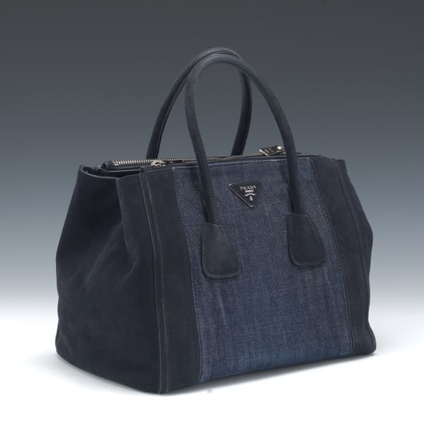 PRADA DENIM AND SUEDE BAG  19" x
