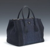 PRADA DENIM AND SUEDE BAG  19"