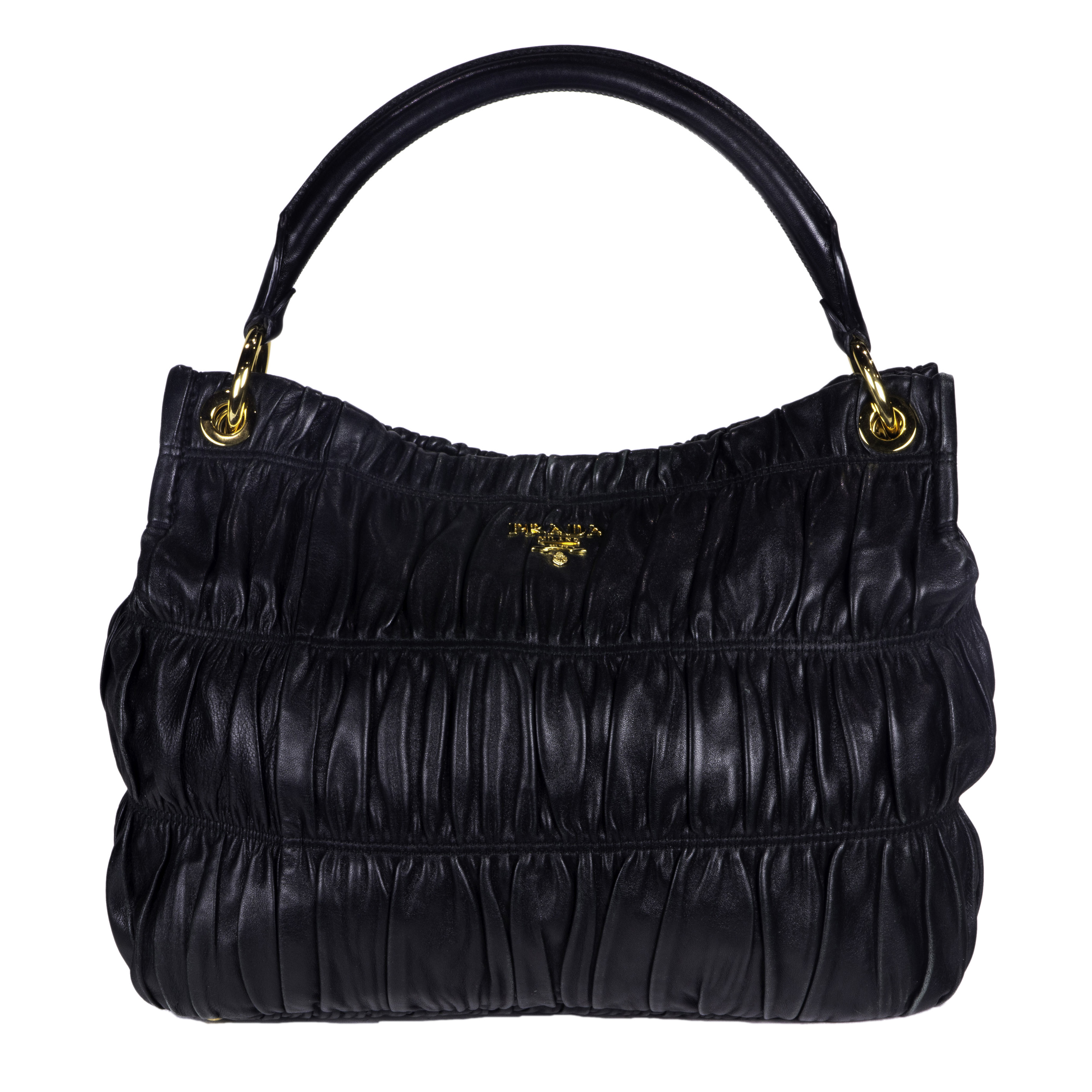 PRADA GAUFR? NAPPA LEATHER RUCHED