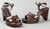 PRADA LEATHER BLOCK HEEL SANDA
