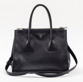 PRADA NAVY BLUE LEATHER HANDBA