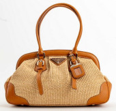 PRADA RAFFIA &AMP; LEATHER SHO