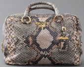 PRADA SNAKE-PRINT LEATHER HAND