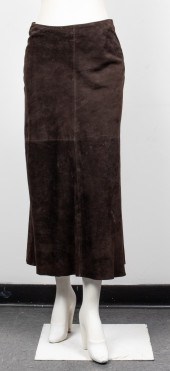 PRADA SUEDE LEATHER MIDI SKIRT