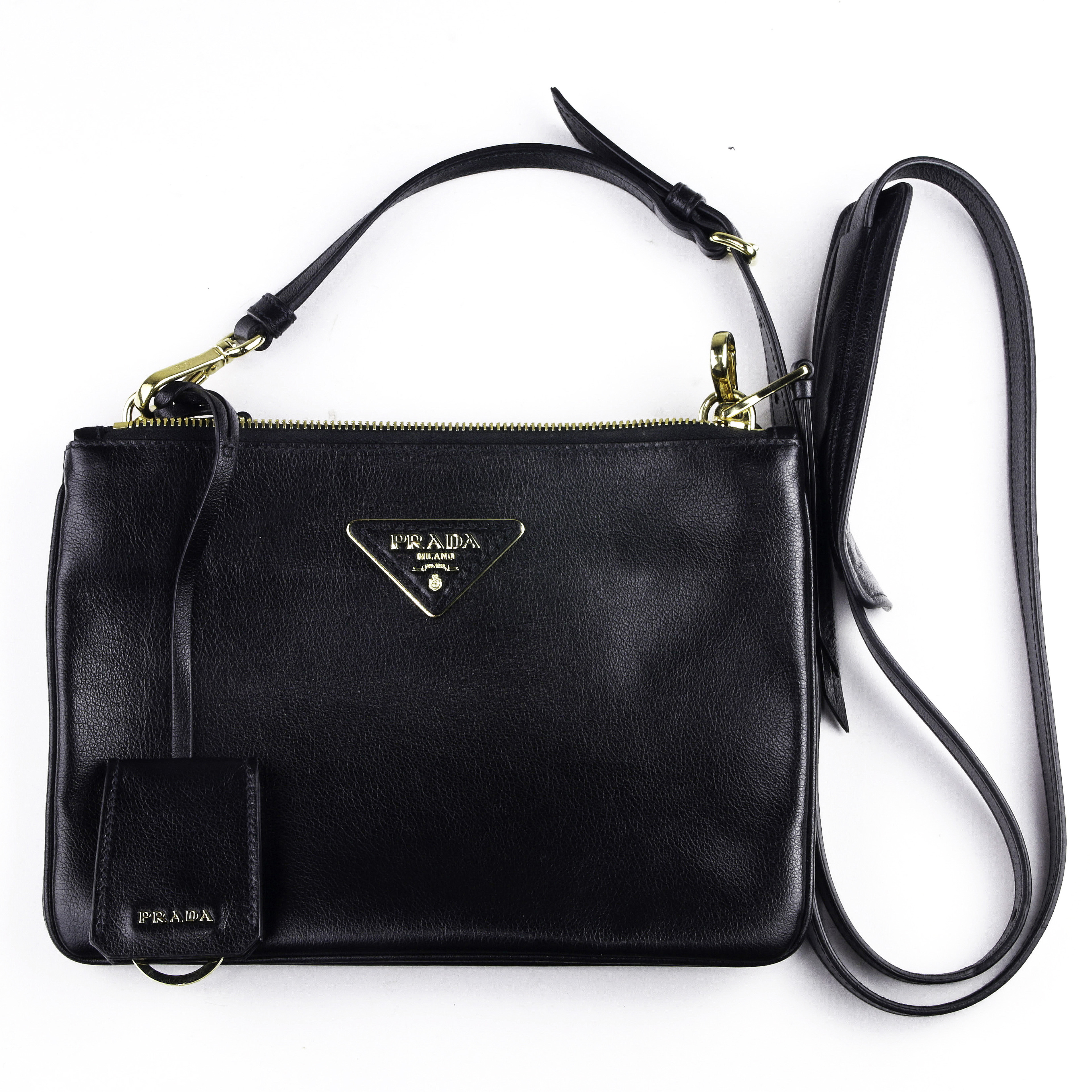 PRADA VITELLO DAINO DOUBLE ZIP