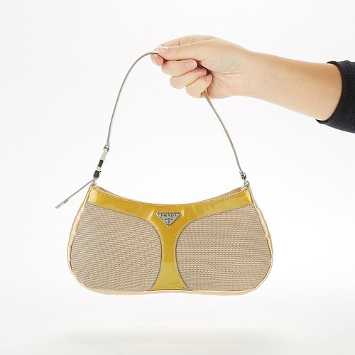 PRADA YELLOW AND IVORY HANDBAG
