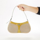 PRADA YELLOW AND IVORY HANDBAG