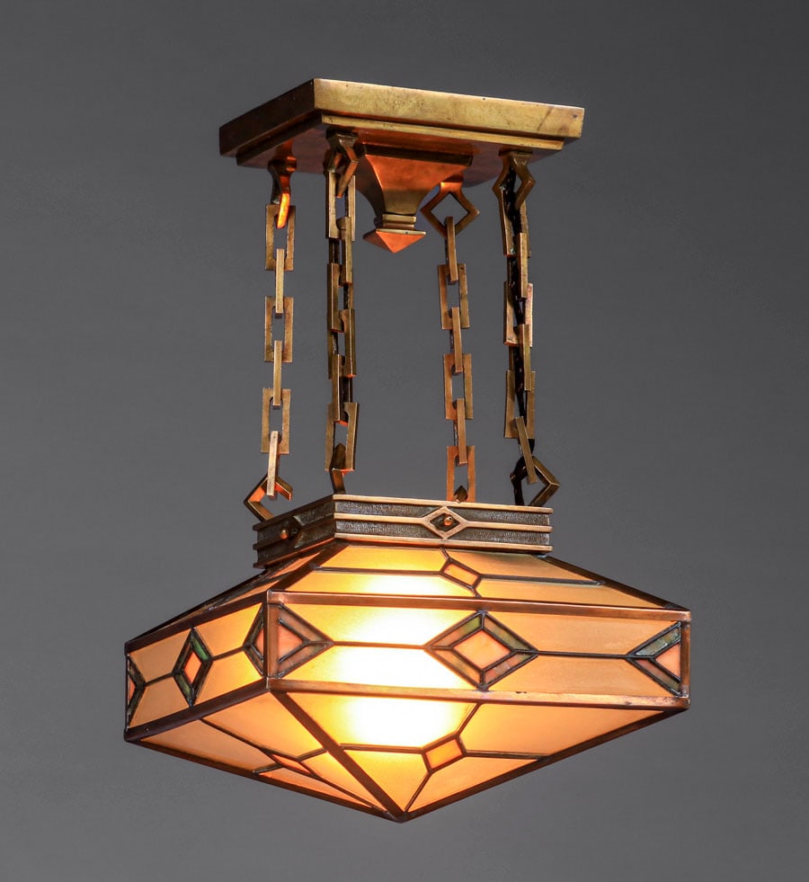 PRAIRIE SCHOOL BRASS & LEADED GLASS