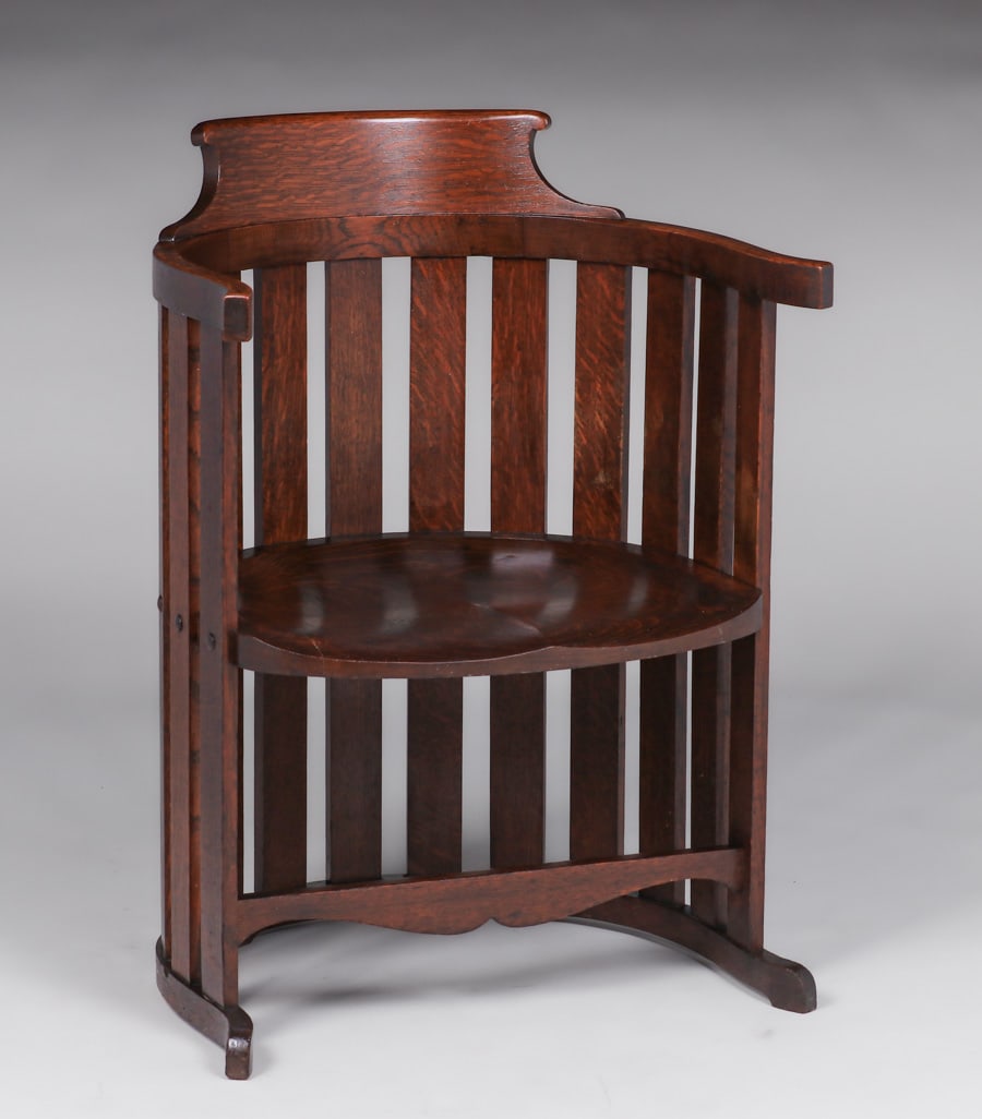 PRAIRIE SCHOOL OAK BARRELL CHAIR
