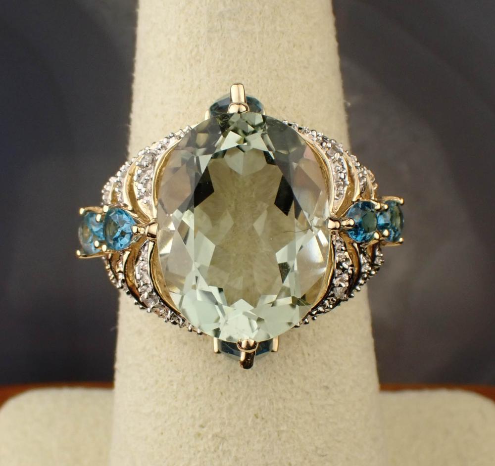 PRASIOLITE, BLUE TOPAZ AND